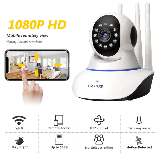 3 Antenna V380 2MP Full HD WIFT IP Camera - Q5Y 360 Degree Two-way Voice Camera